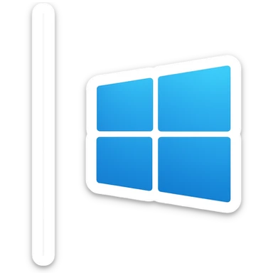 Windows 10 logo, icon style, flat design, blue gradient, simple and recognizable sticker