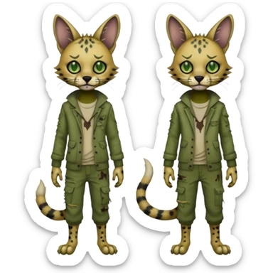Dark-deep-greyish-Greenish Zombie-serval, full body sticker