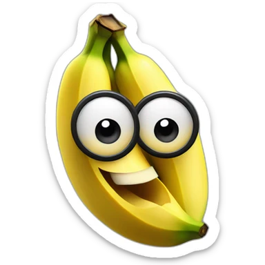 A banana with eyes and mouth dancing in the street sticker