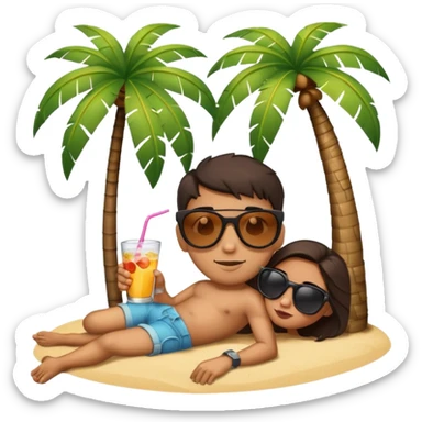 bomb in sunglasses sipping a drink and laying under a palm tree sticker