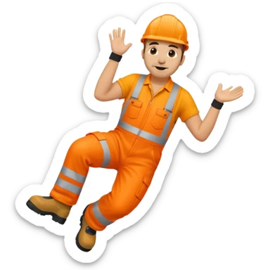 engineer hi-vis orange overalls falling over sticker