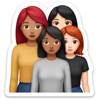 Three girl friends one black hair one red hair one brown hair  sticker