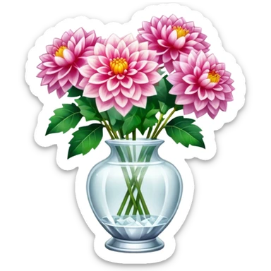 Light dahlia bouquet in crystal vase sticker