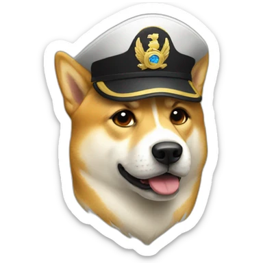 captain doge in captains hat sticker