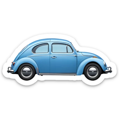 blue oval Fusca car side view sticker
