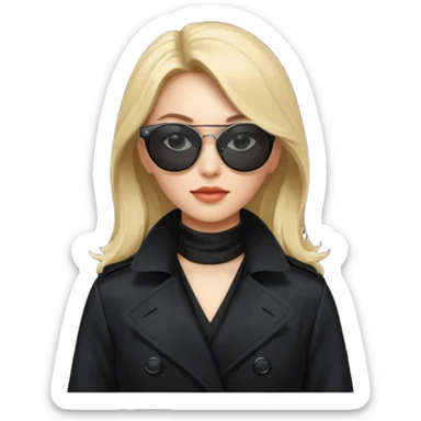 woman in black trenchcoat and matrix sunglasses sticker