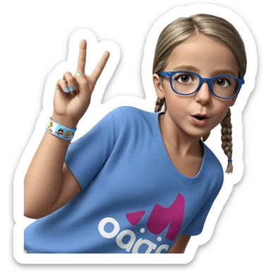 girl in blue shirt sunglasses sticker