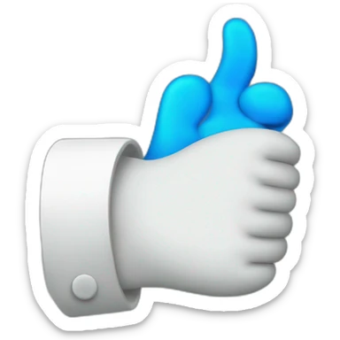 a hand wearing a blue latex glove thumbs up sticker