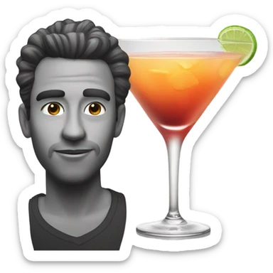 monochrome portrait of me with a cocktail sticker