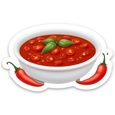 bowl of spicy tomato red chutney with chilies sticker