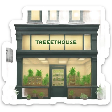 cannabis shopfront  name:treehouse sticker