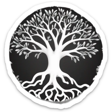 arbre de vie en noir et blanc sticker