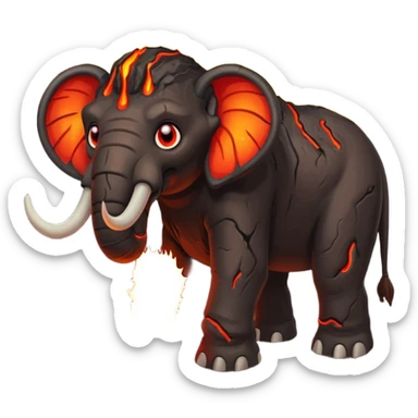 Magma+🦣+lava and cracks into a living creature with glowing red eyes I call lava mammoth 🦣 {hellephant} sticker