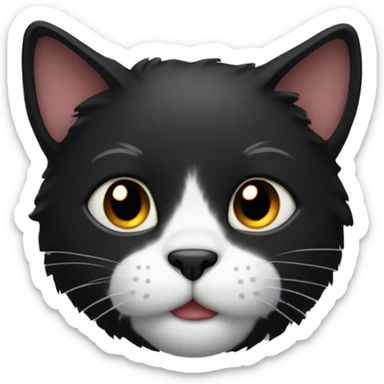 black cat with lots of fur sticker