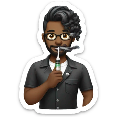 hairstylist with a vape sticker