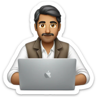 Indian developer man working on macbook sticker