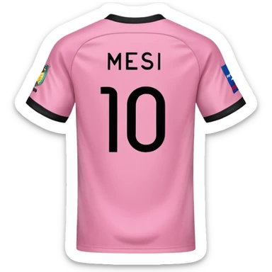 create an emoji of a pink football shirt that has MESSI 10 written on the back of it - the writing should be black sticker
