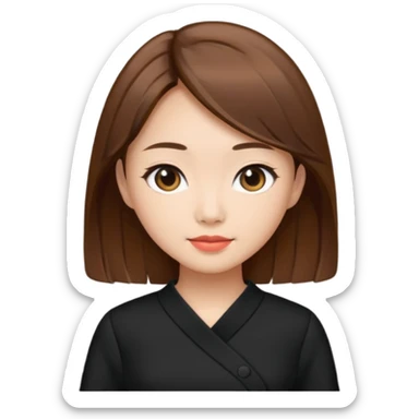 asian young woman brown-haired in black daily dress  sticker