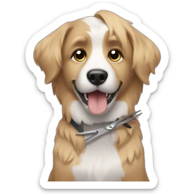dog having a haircut sticker