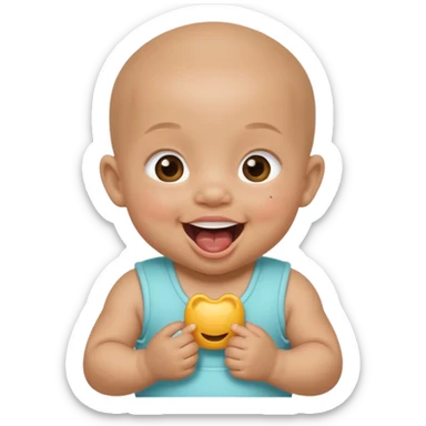 Bébé qui rigole métisse avec une tetine sticker