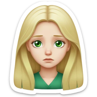 Sad girl with long blonde hair and green eyes  sticker