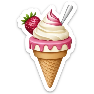 Helado yogüenfruz de turrón y fresa  sticker