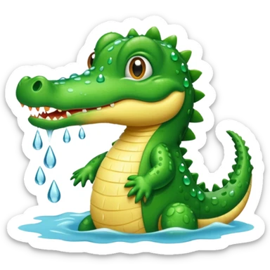 baby crocodile is showing under the shower  sticker