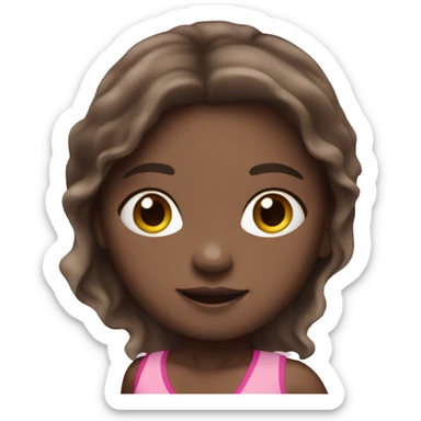 swimming little white girl with pink swimming suit dark brown long hair sticker