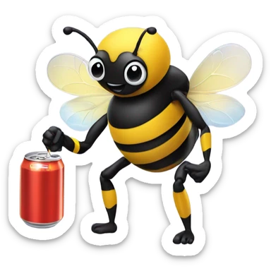 Bumblebee with a soda sticker