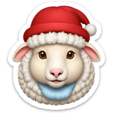 Sheep wear a red hat, portrait sticker