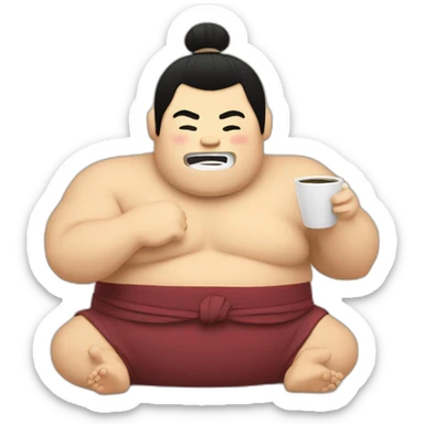 sumo wrestler with coffee sticker