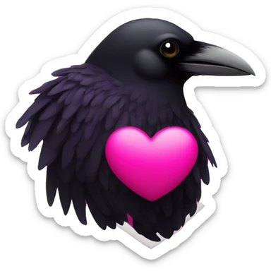 Raven in hot pink heart sticker