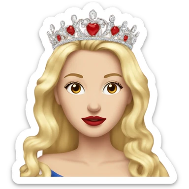 Tiara on a blonde white girl with red lipstick  sticker