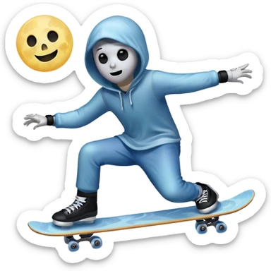 skater boi  ghost skating under a moon sticker