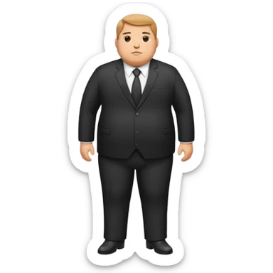 photorealistic full-length fat official in a black suit sticker