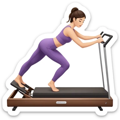 brunette doing reformer pilates sticker