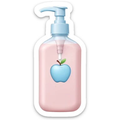 soft plastic bottle with rounded edges and a flip-top or pump cap, filled with creamy white lotion, gentle ergonomic shape, pastel-toned white pale blue or soft pink, no label, no baby, no extras, closed bottle, apple emoji style, soft lighting, subtle shadows, transparent background, emoji scale sticker