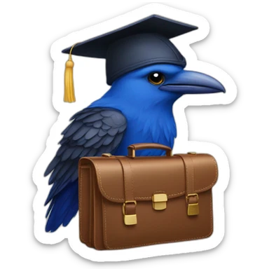 Blue Crow with alumni hat and briefcase sticker
