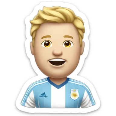 white man. Obese. argentina soccer uniform. laughing crying  sticker