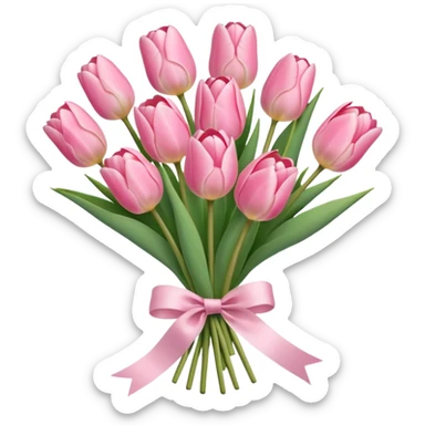 light pink tulip bouquet  sticker