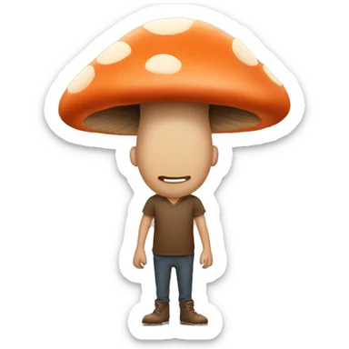 A man with dog feet and a mushroom head  sticker