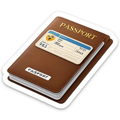 brown passaport and fly tickets sticker
