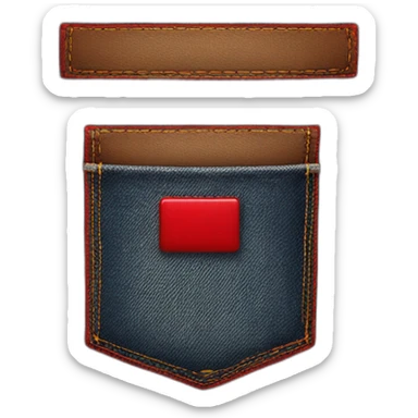 denim pocket with red no sign sticker