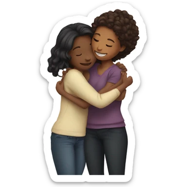  girl friends hugging each other   sticker