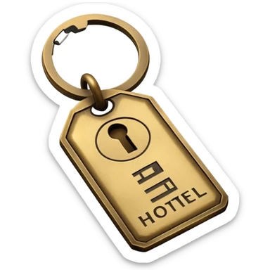 vintage brass hotel room key with large numbered tag sticker