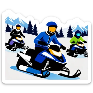 A group that drives Schneemobil in the winter sticker