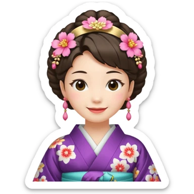 Japanese Princess with floral hairpin sticker