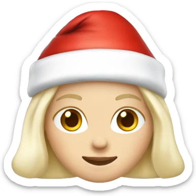 White blond girl as santa claus With hat  sticker