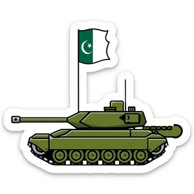 Pakistani military tank with Pakistan flag colors sticker