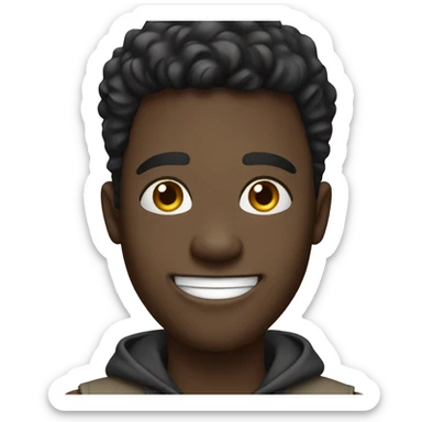 casual blackyoung man waving hello with a large smile  sticker